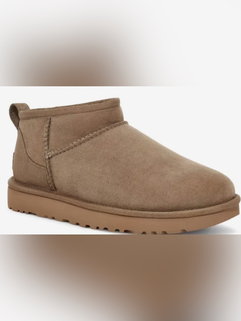Women's Ugg Mini Taupe Suede Ankle Bootie -  Cozy Slip-On size 7
